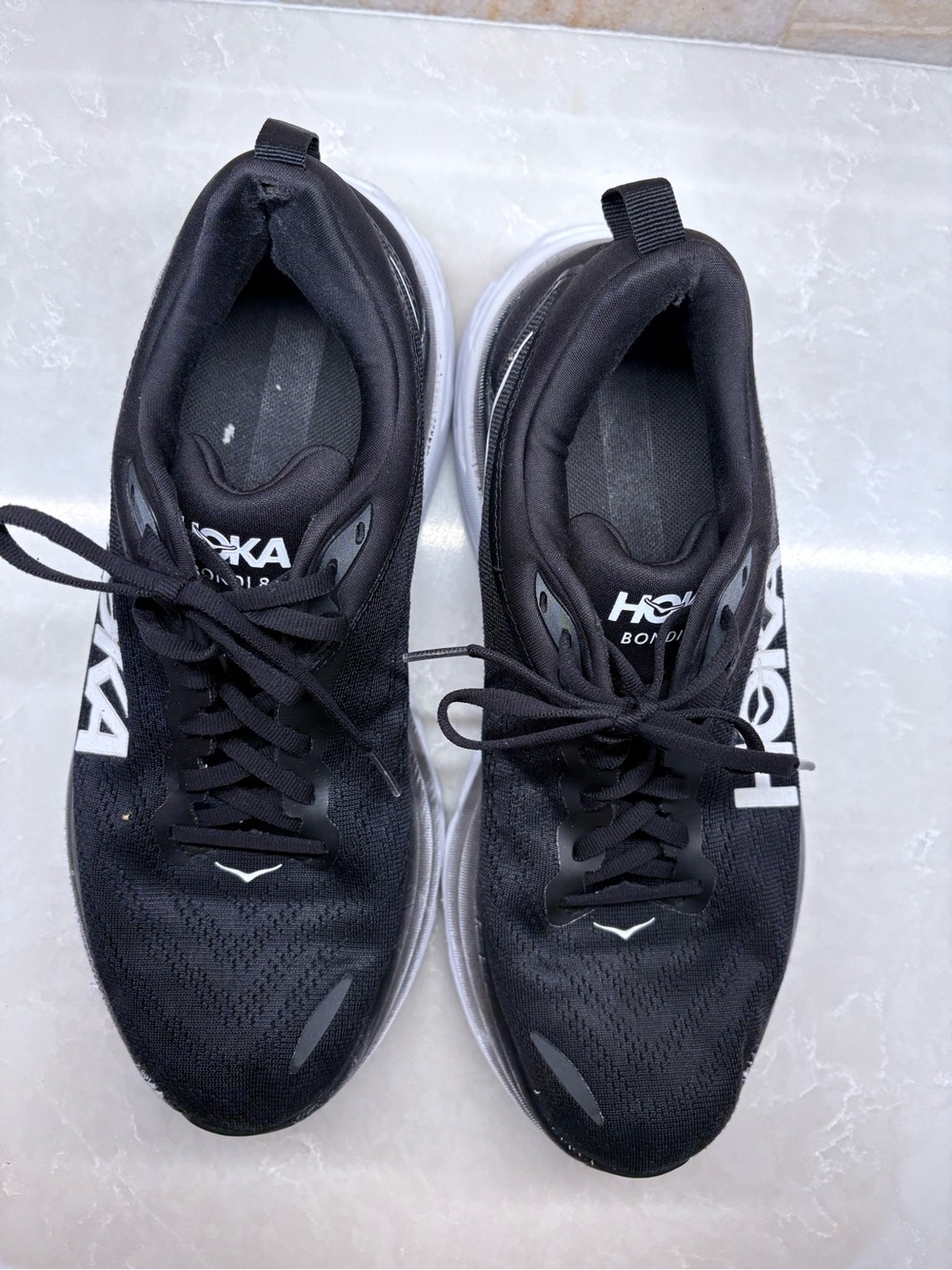 Hoka Men’s Black and White Athletic Running Shoes